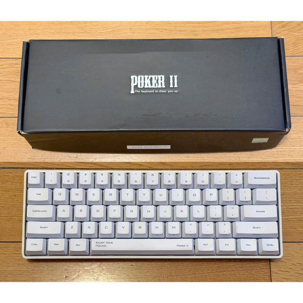 Poker II 2 60% White Mechanical Keyboard Cherry MX Clear White LEDs Backlit PBT
